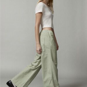Urban Outfitters Green Striped Wide Leg Pants